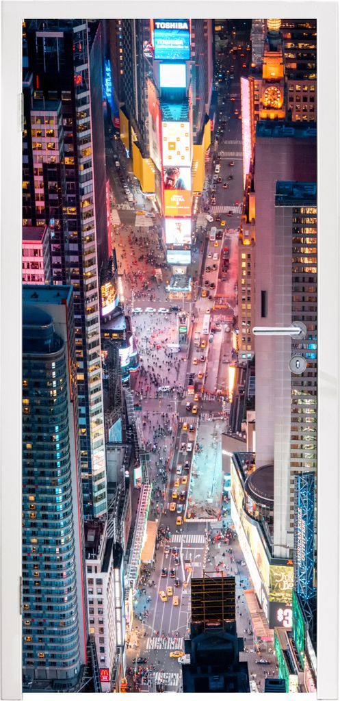 MuchoWow Türtapete Selbstklebende Türfolie Blick von oben auf den Times Square in New York 95x235 cm Türposter Türaufkleber Klebefolie Türkl...