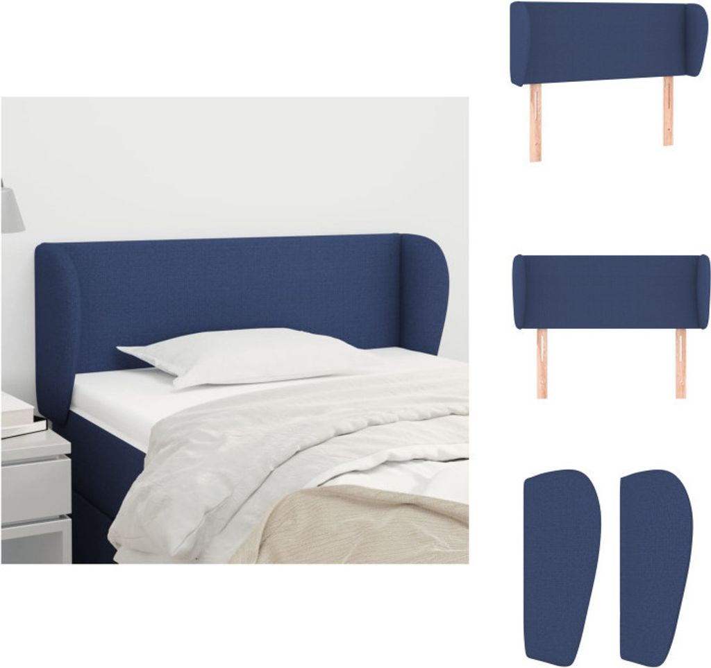 vidaXL Kopfteil mit Ohren Blau 83x23x78/88 cm Stoff - Kopf- & Fußenden