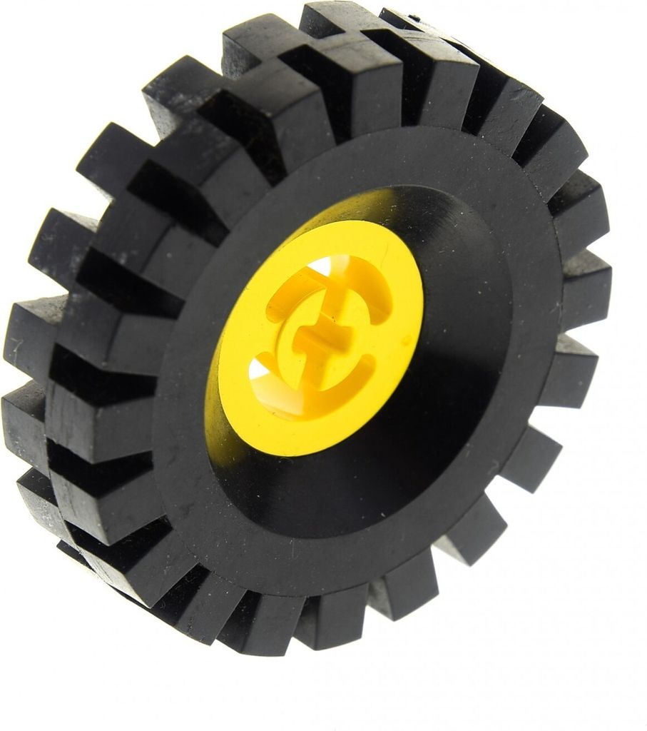 1x Lego Technic Rad 17x43 schwarz Reifen Felge gelb Produktbild 