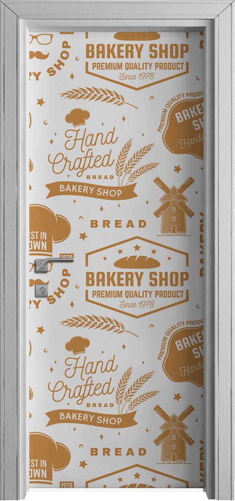 Tür Selbstklebende 80x210 cm Türfolie Türtapete Klebefolie - Bäckerei Weizenähren