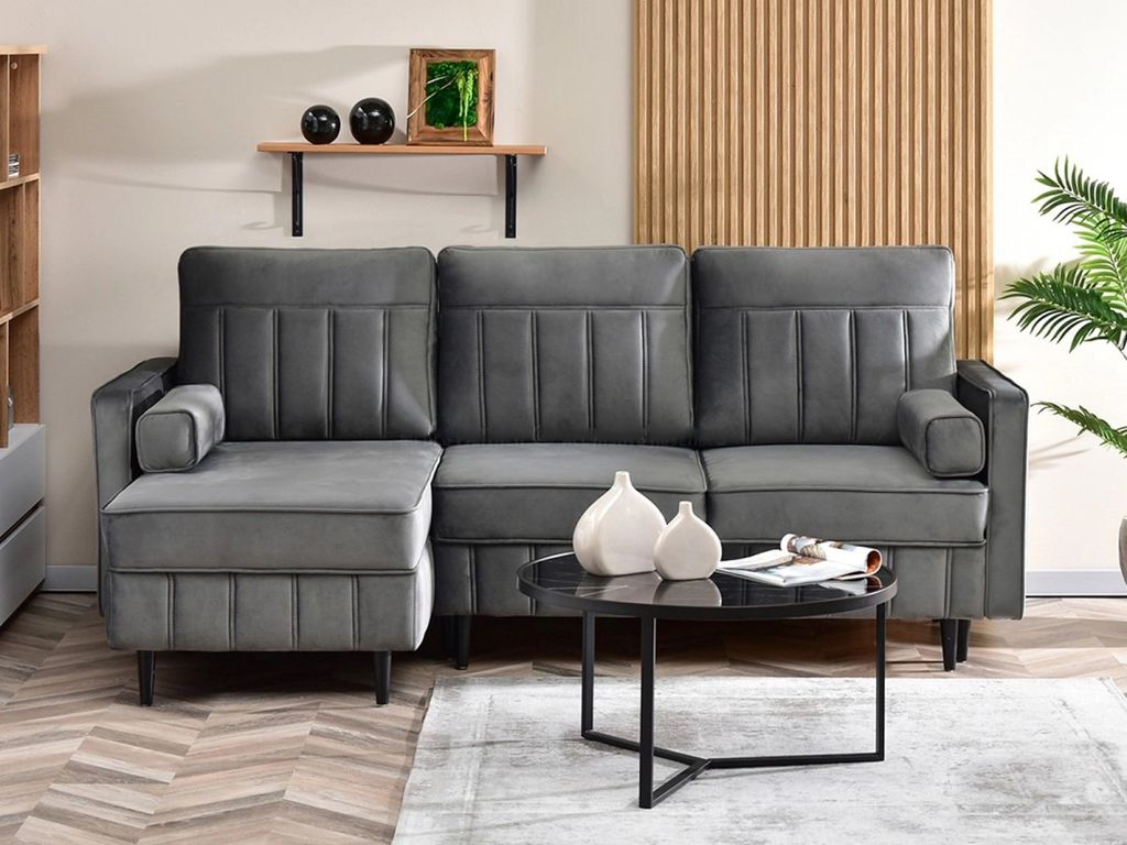 Ecksofa KARELY - grau / schwarz