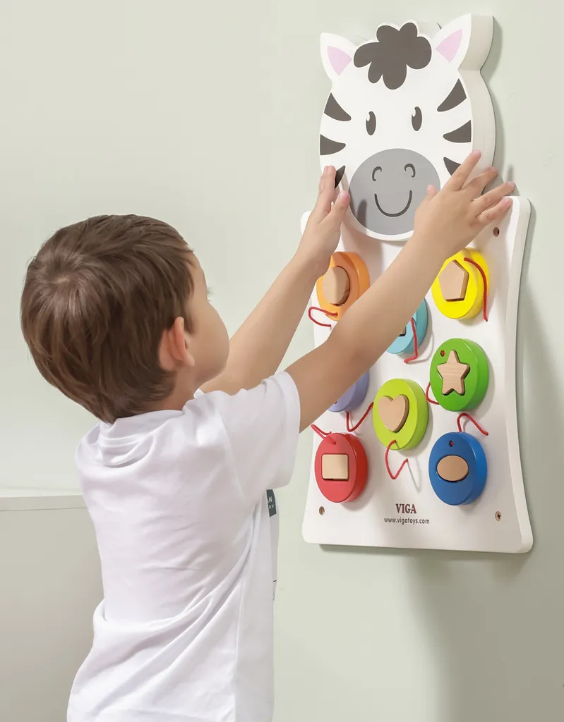Tableau d'Éveil Mural en Bois pour Apprendre les Formes et Couleurs - 5