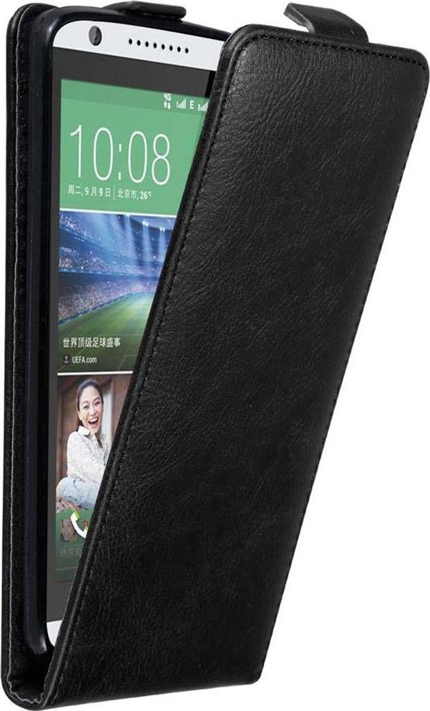 Cadorabo Hülle für HTC Desire 820 Schutz Hülle in Schwarz Flip Etui Handyhülle Case Cover