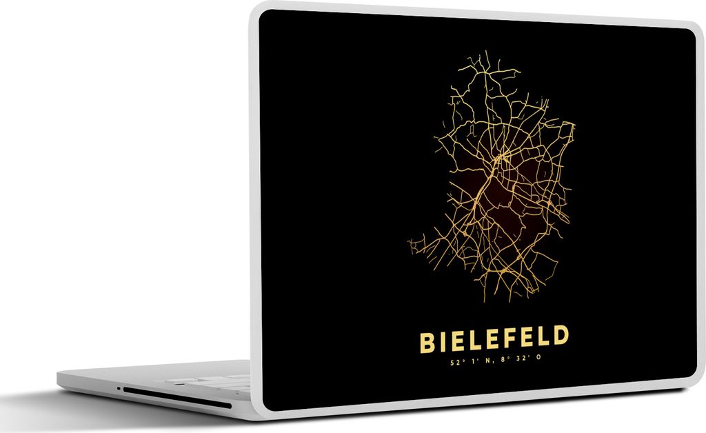 MuchoWow Laptop Aufkleber Sticker Cover Bielefeld - Gold - Karte - Stadtplan 30x21 cm - Sticker für Laptop - Selbstklebend