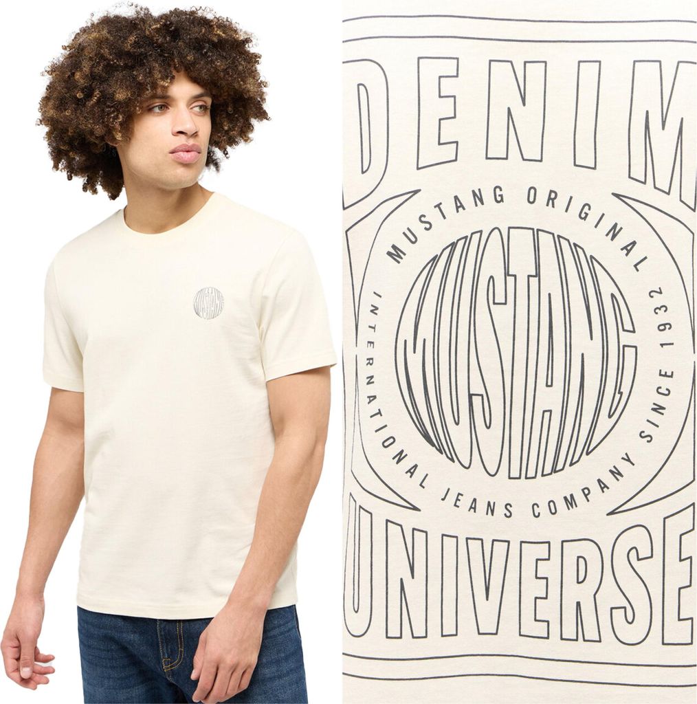 MUSTANG Herren, T-Shirt AUSTIN, S, Beige, sport, tshirt, shirt