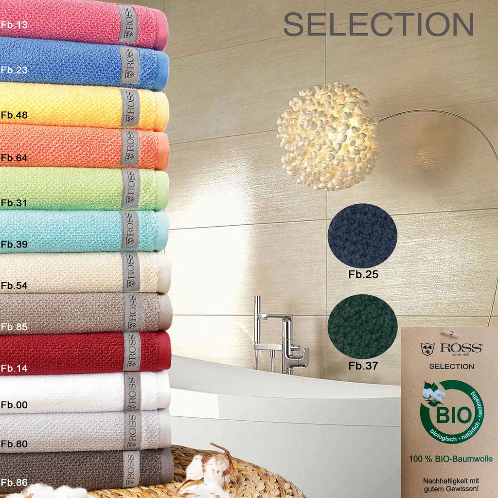 Ross Frottee Serie GOTS SELECTION Baumwolle verschiedene Farben und Größen, Größe:Duschtuch 70 x 140 cm, Auswahl Farbe:64 - orange