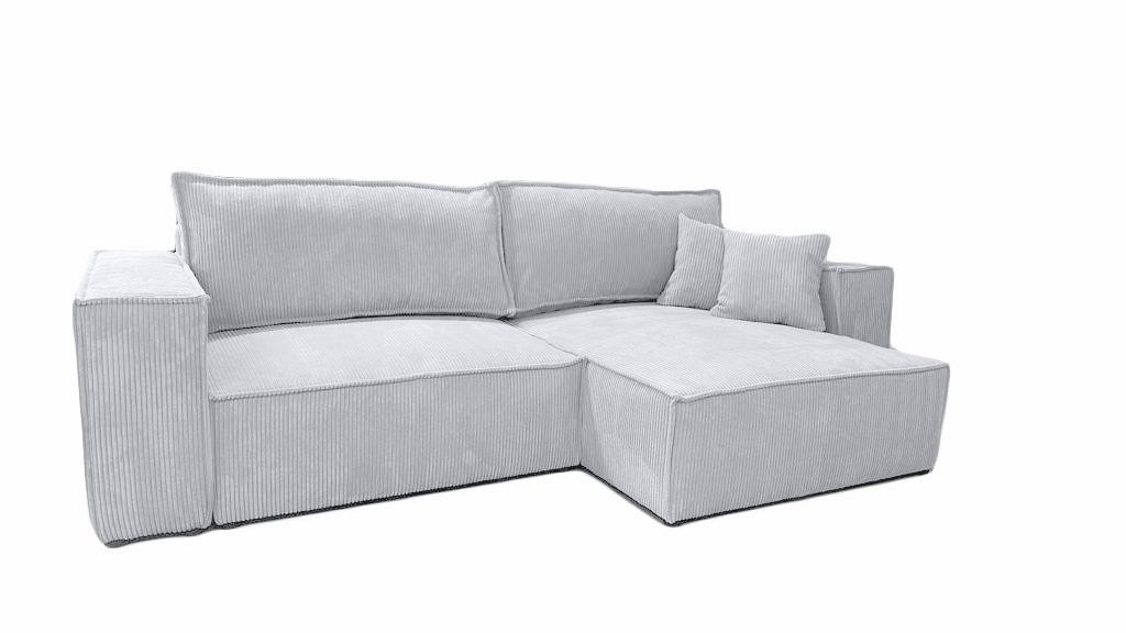 Ecksofa Camel Mini L-Form mit Schlaffunktion Bettkasten Sofa Couch 255 cm universelle Ottomane, Wohnzimmer Schlaffläche 204 x 135 cm (Farbe: Poso ...