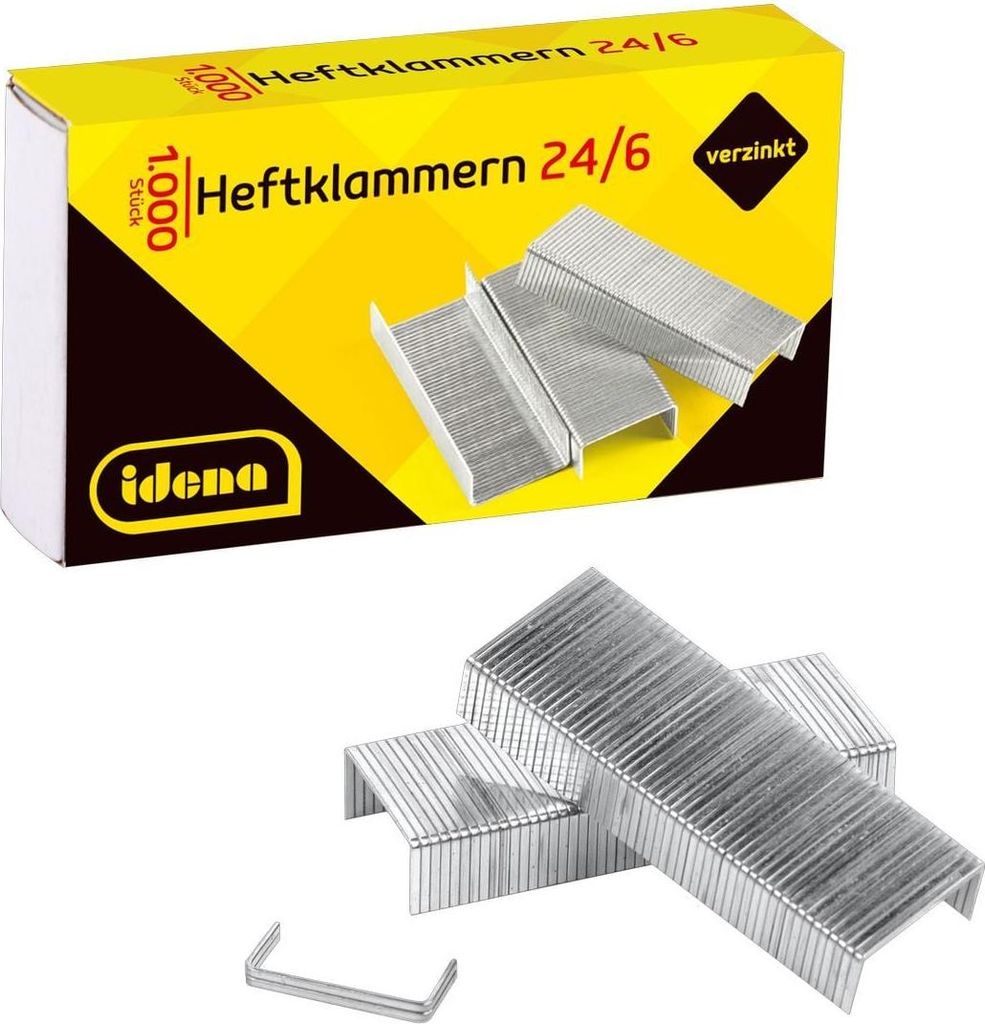 Idena Heftklammern 24/6 1.000 Stück, verzinkt Produktbild 