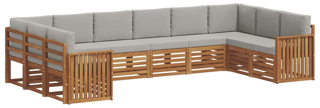 vidaXL Ecksofa Set mit Kissen 10 pcs Natürlich und Hellgrau