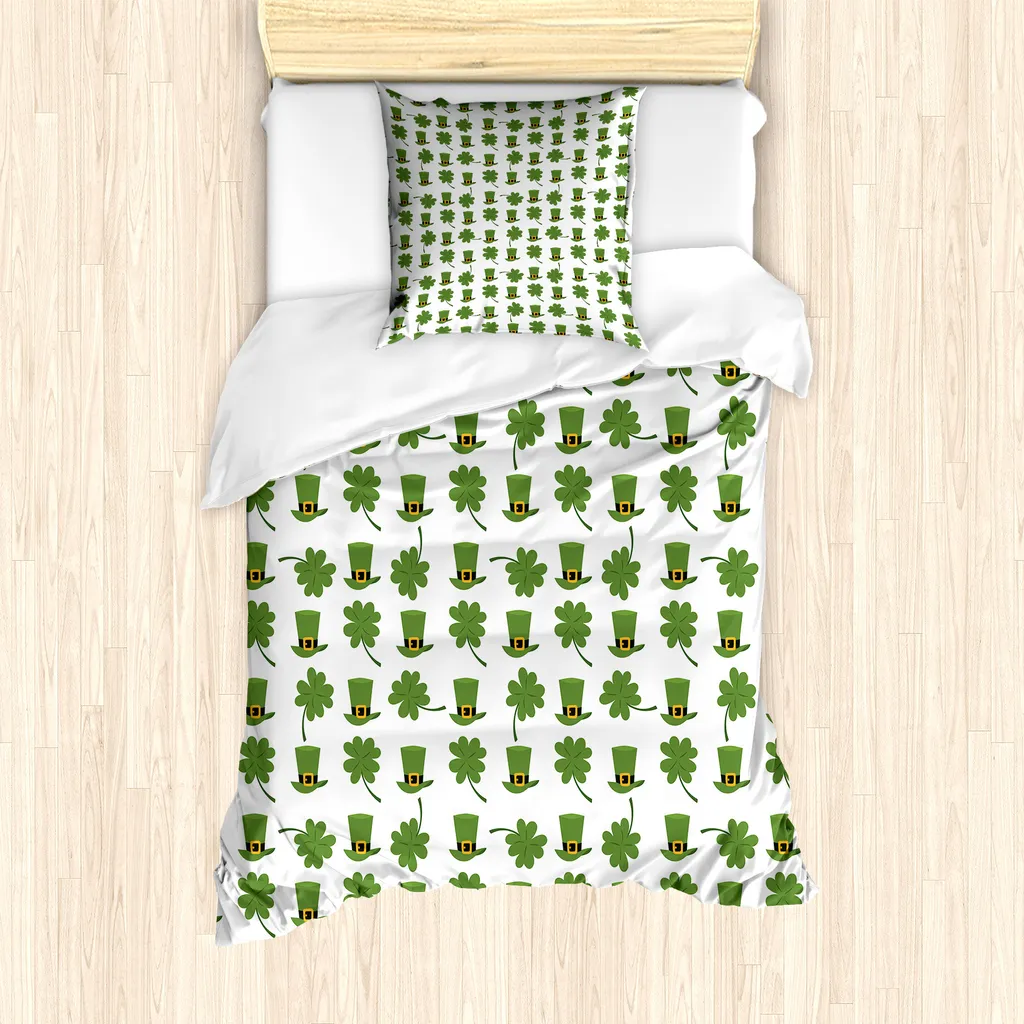 Set Copripiumino Trifoglio Verde Oliva ABAKUHAUS 135x200 Antiacaro