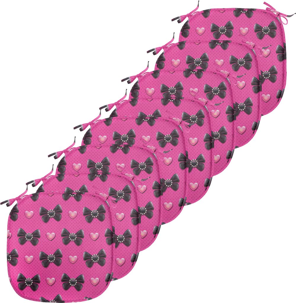 ABAKUHAUS Pearls Polster für Esszimmerstühle, Bow Ties mit Herzen, Dekoratives wasserfestes Kissen mit Riemen für Küchensitze, 40 cm x 40 cm-8e...