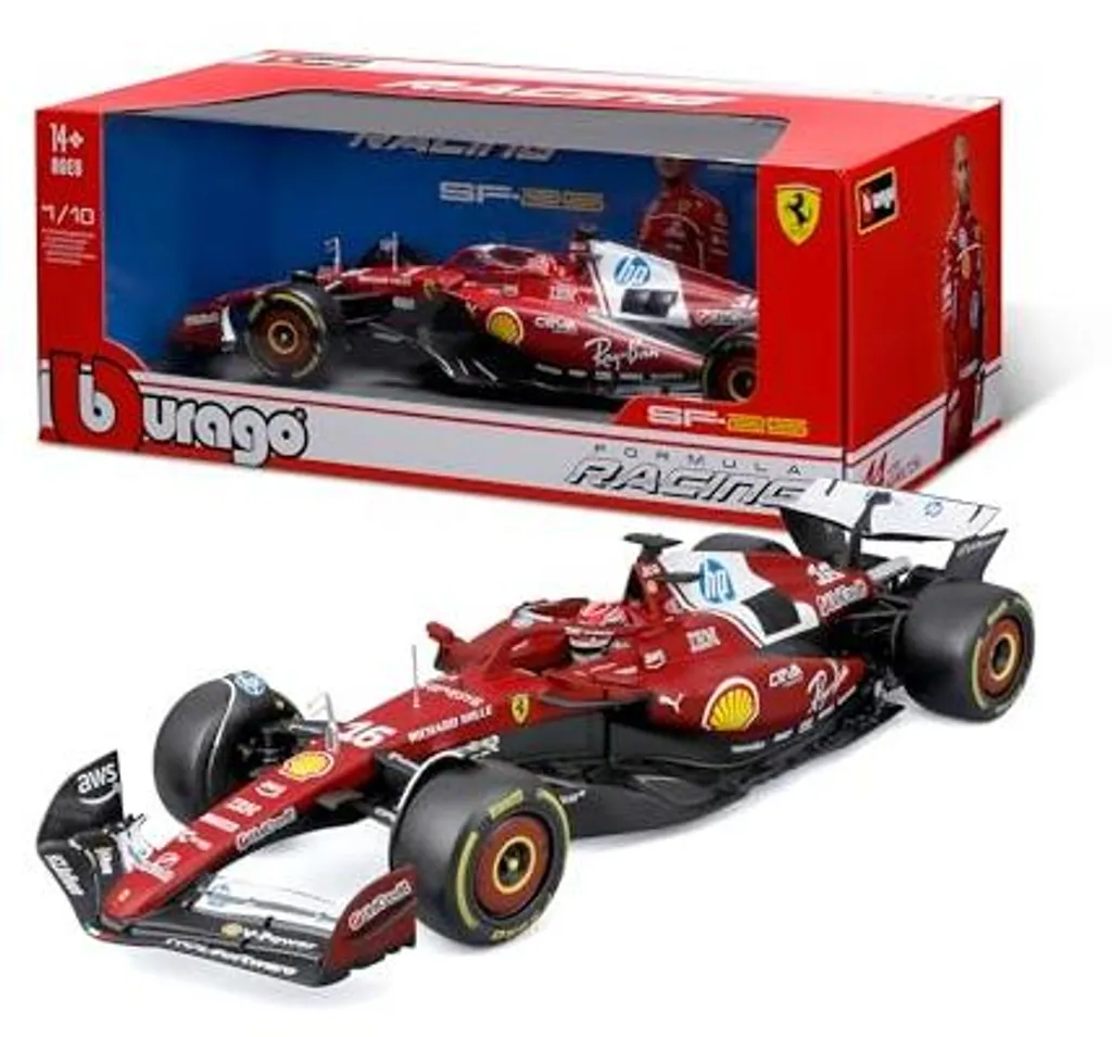 Miniature F1 Ferrari SF25 Leclerc 2025 - Modèle réduit Bburago 1:18 Rouge