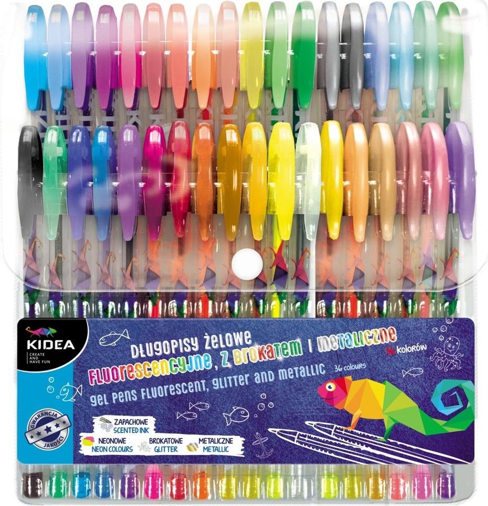 Stylos gel pailletés, fluo et métalliques 36 couleurs Kidea Image du produit 