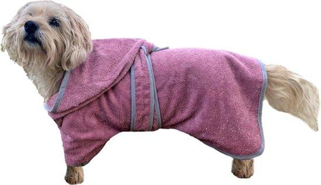 Hundebademantel 100% Baumwolle weich komfortabel mit Kapuze und Gürtel