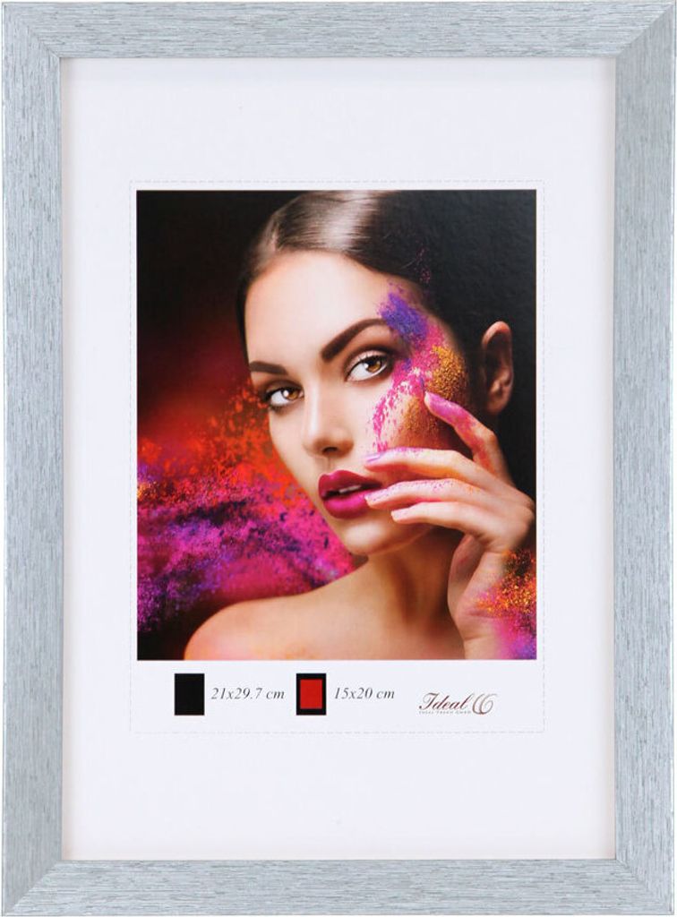 Holz Bilderrahmen Lifestyle Plexi Foto Rahmen Collage Wanddeko Poster HR-25 - Farbe: Silber | Format: 40x60