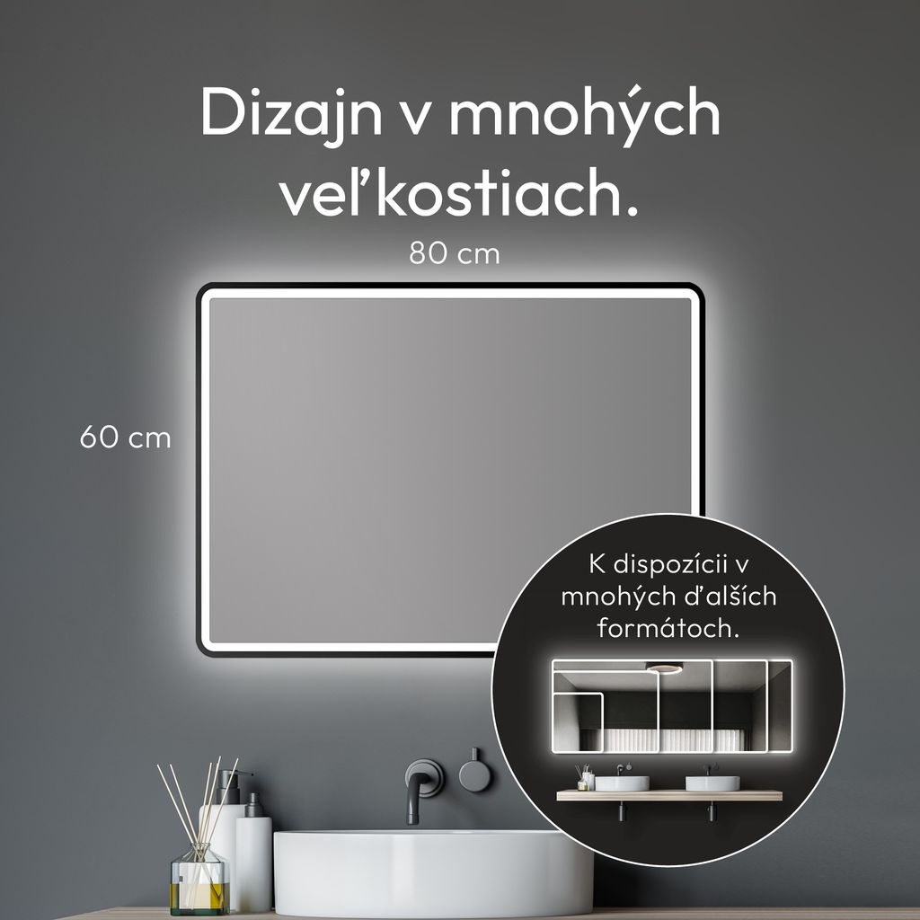 Kúpeľňové zrkadlo LED TALOS 80x60 cm - kúpeľňové zrkadlo Obrázok produktu 