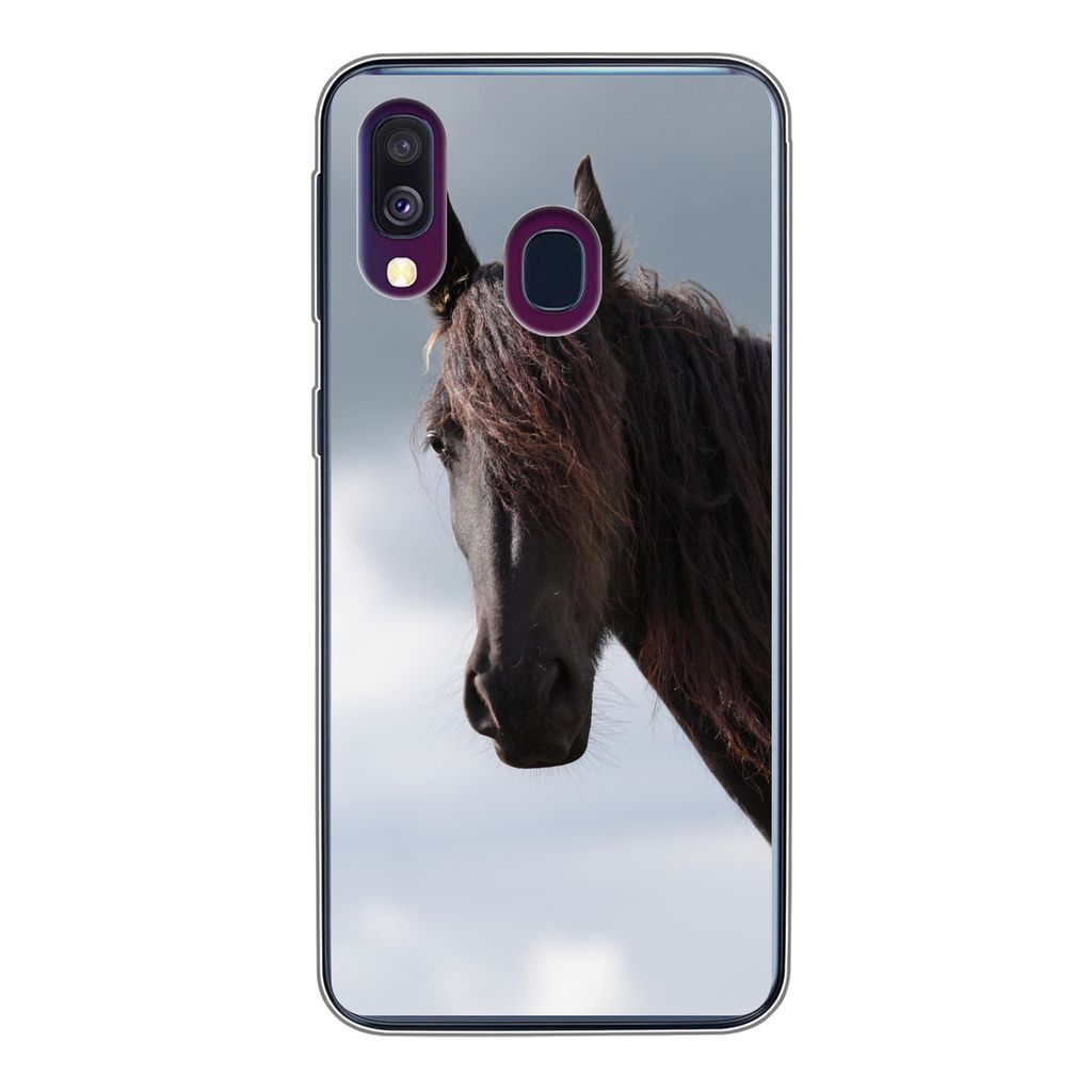 MuchoWow Handyhülle Schutzhülle Hülle für Samsung Galaxy A40 Pferde - Himmel - Porträt Silikon Softcase Handy Hülle - Handy-Tasche