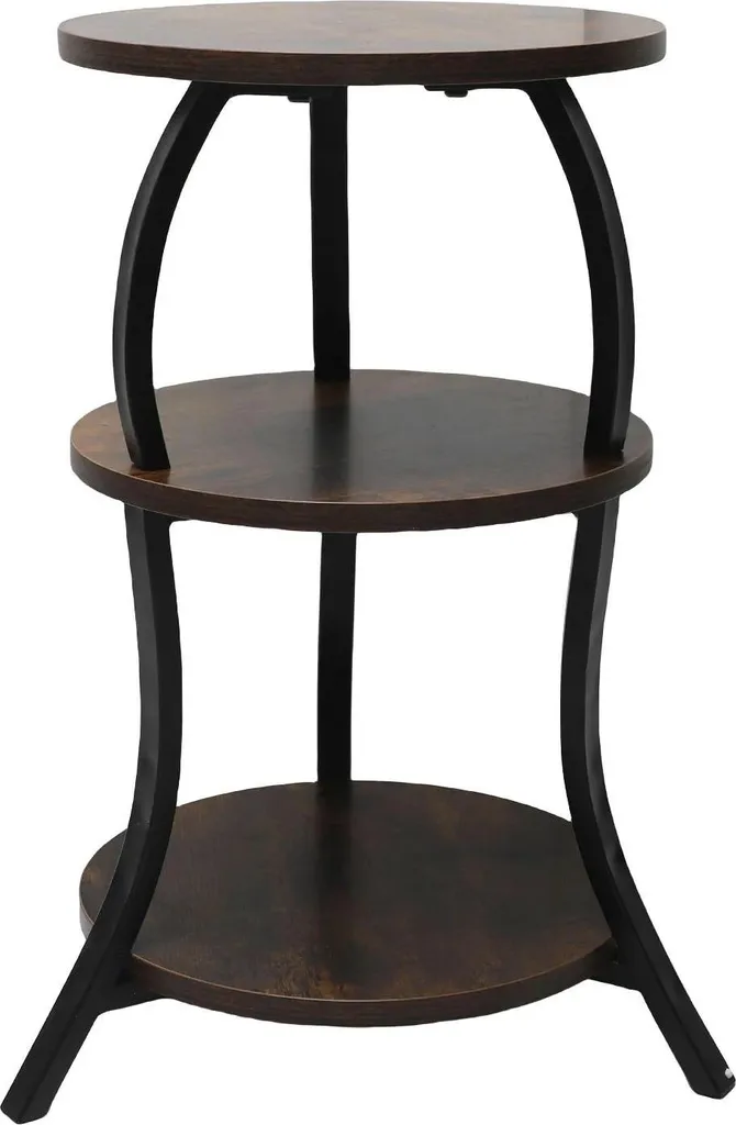 Petit meuble de rangement rond marron pour salon et petit bureau