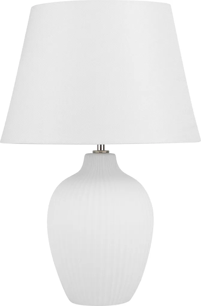 Lampe à poser en céramique blanche et tissu 52 cm pour salon chic