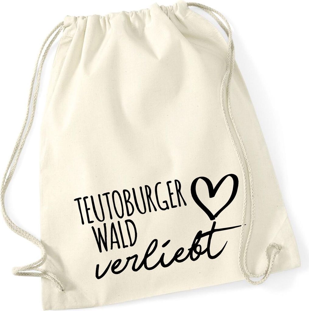 Huuraa Turnbeutel Teutoburger Wald verliebt 12 Liter Natural Baumwolle Rucksack Geschenkidee