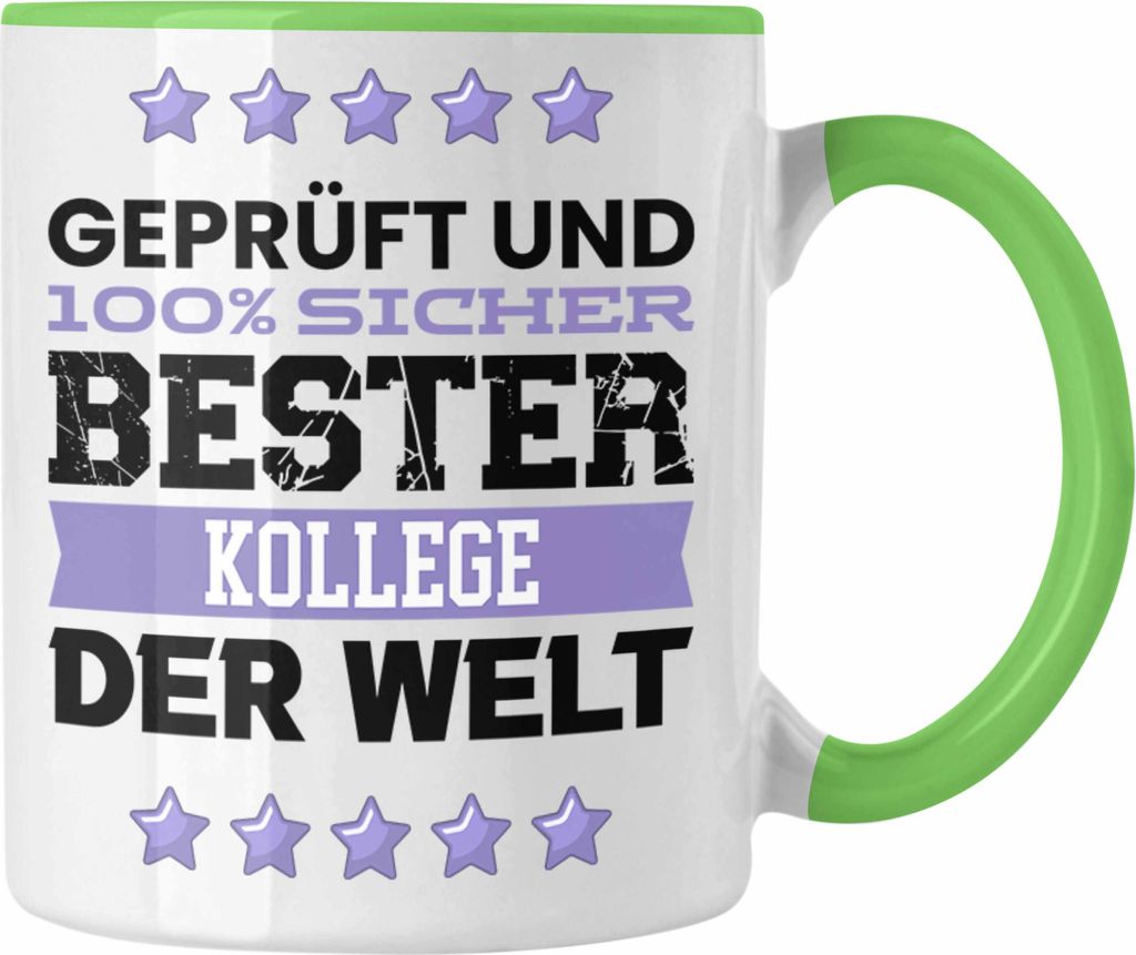 Trendation - Bester Kollege Der Welt Geschenk Tasse für Arbeitskollege Geburtstag Spruch Abschied Abschiedsgeschenk (Grün)