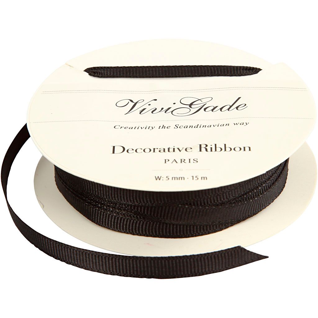 Vivi Gade Vivi Gade Ripsband 5 mm 15 m Schwarz