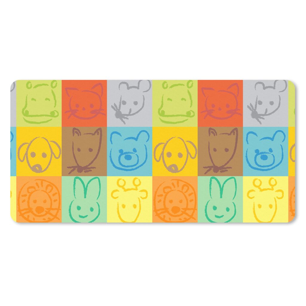 MuchoWow Schreibtischunterlage Tiere - Muster - Kinder - Regenbogen 80x40 cm - XXL Mauspad - Gaming Mauspad