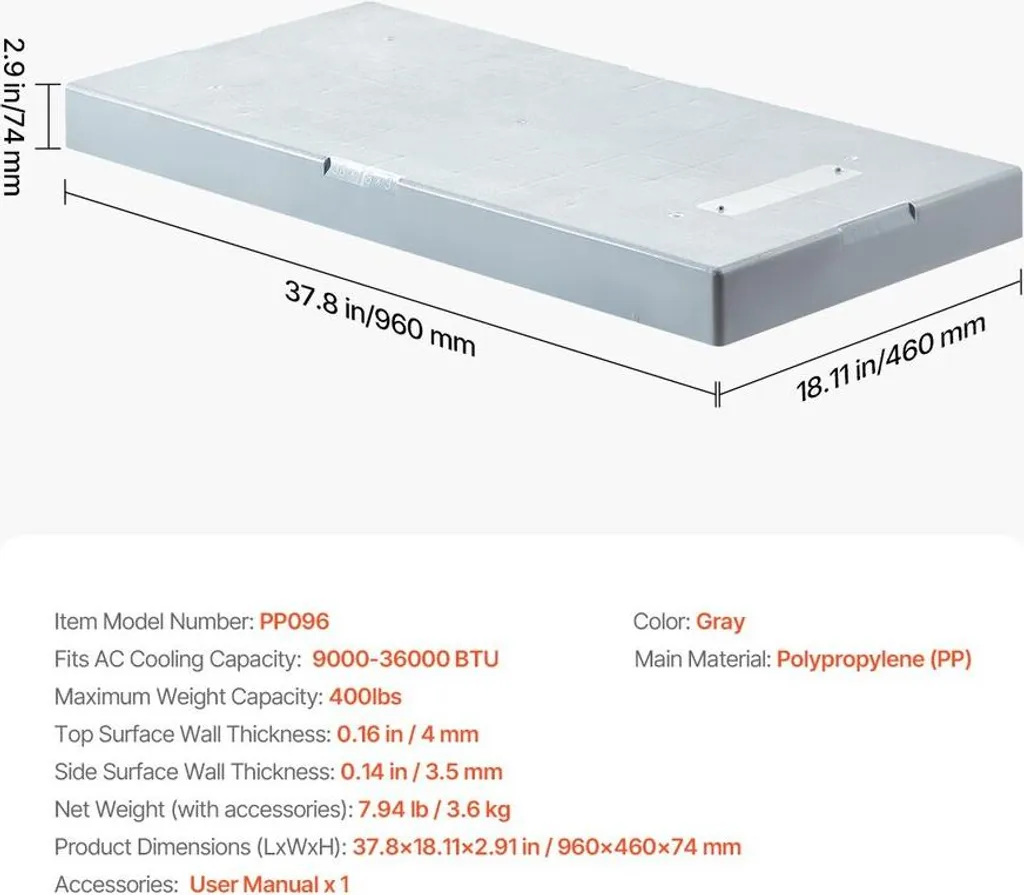 Mini Split Pad per 9000-36000 BTU Cuscinetti antivibranti per esterni - 7