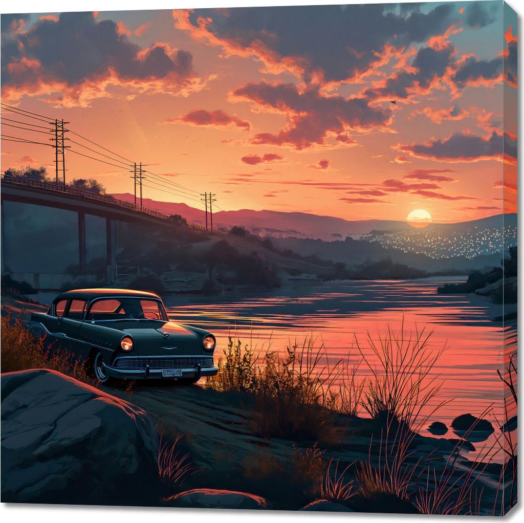 Bild 100x100cm Abend am Klassiker