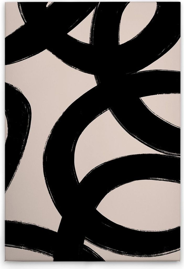 TADESSI Leinwandbild Minimalistisch Schwarz Beige - Wandbild 60 x 90 cm - Kunstdruck auf Leinwand in Creme Schwarz - M1-No.51516