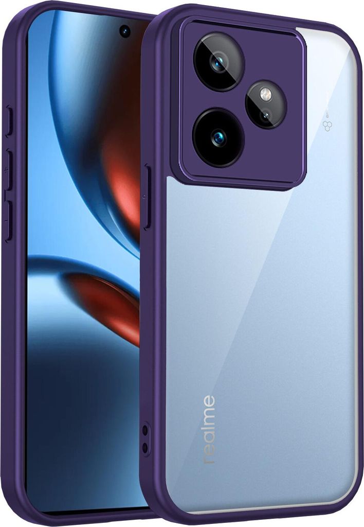 Hülle für Realme GT 7 Transparente Rückseite TPU Bumper Stoßfest Handyhülle Lila