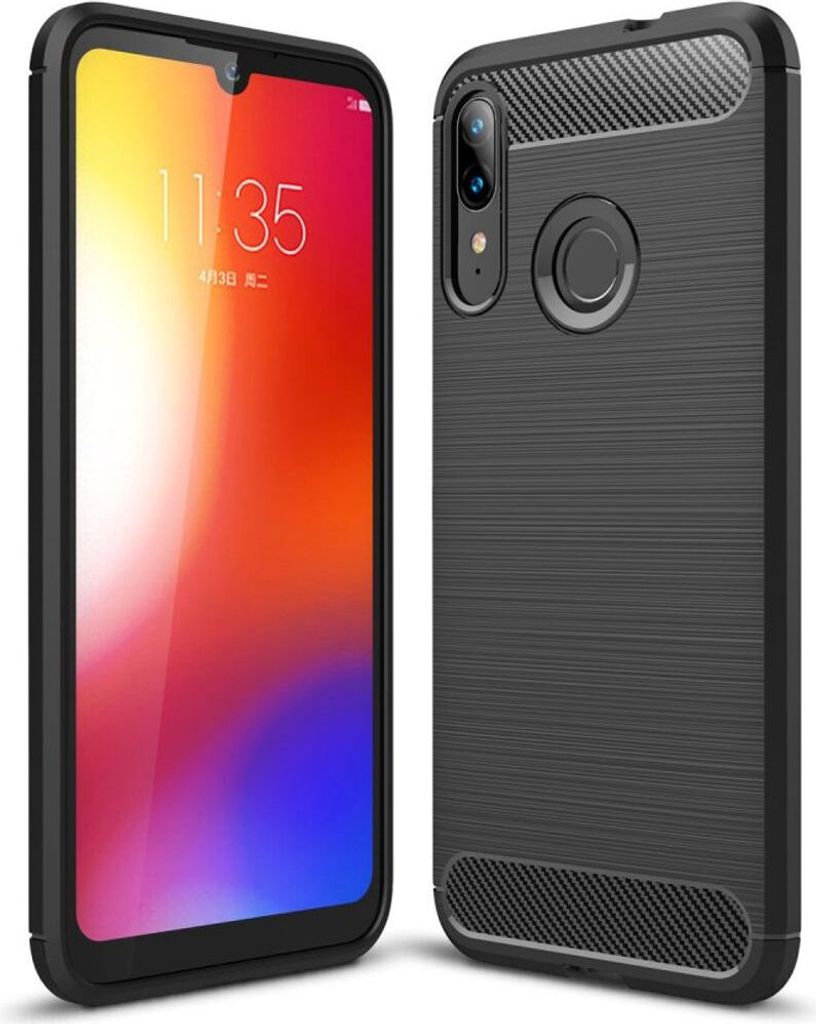 Schutzhülle Handyhülle für Motorola E6 Plus Case Cover Carbon Optik Schwarz