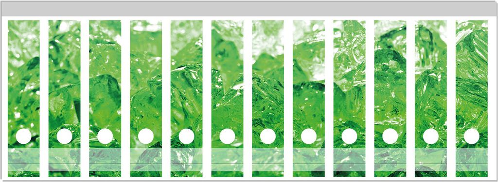 Wallario Ordnerrücken Sticker, selbstklebend für breite Ordner, 12 Stück, Motiv Leuchtendes Eis in grün