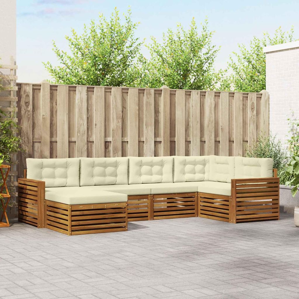 "Neues Produkt" Outdoor-Sofagarnitur ANTI-UV - CLORIS - mit Kissen - 6 pcs - Natur und Creme - Modern Gartensofas V1434