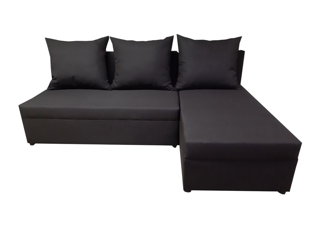 GINO-Ecksofa mit Schlaffunktion und Bettkasten in schwarz  Produktbild 