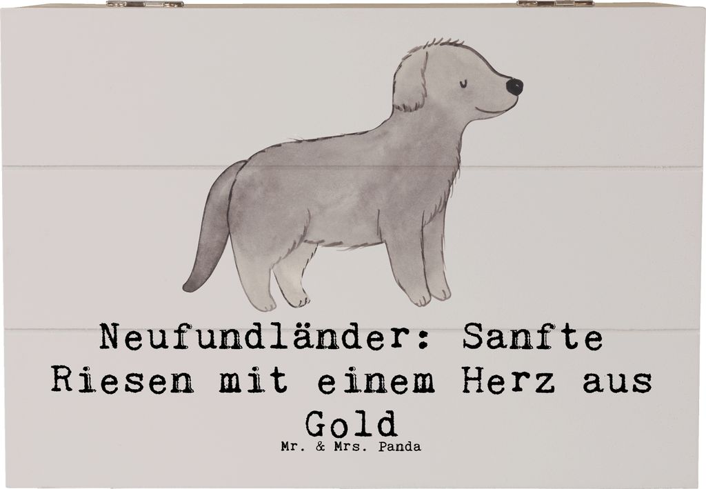 Mr. & Mrs. Panda Kiste Neufundländer Liebe 22 x 15 cm - Grau Pastell - Geschenk, schatztruhe, Schatzkiste, Hunderassen Charakter, fotokiste, Eigen...