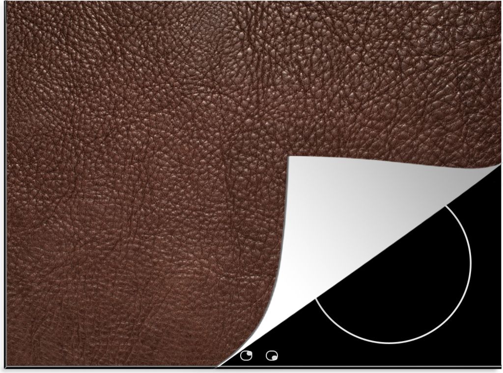 KitchenYeah Herdabdeckplatte Leder - Braun - Textur - Design - Lederoptik , 59x51cm, Küche Deko, Glaskeramikfeld Herdabdeckung, Abdeckplatte fù...