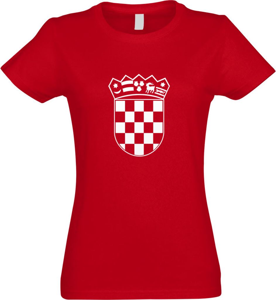Kiwistar - T-Shirt tailliert - Damen - rot - Flagge Kroatien Wappen - mit Motiv Bedruckt - Funshirt Design - Sport - Freizeit - Damen - M
