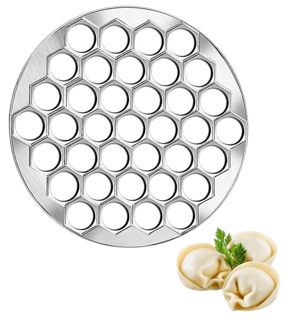 Professioneller Teigtaschenformer (extra robust, 670 g) mit 37 Mulden, Ausstecher für gefüllte Teigtaschen, Pelmeni-Ravioli-Ausstecher, Pelmeni-F...