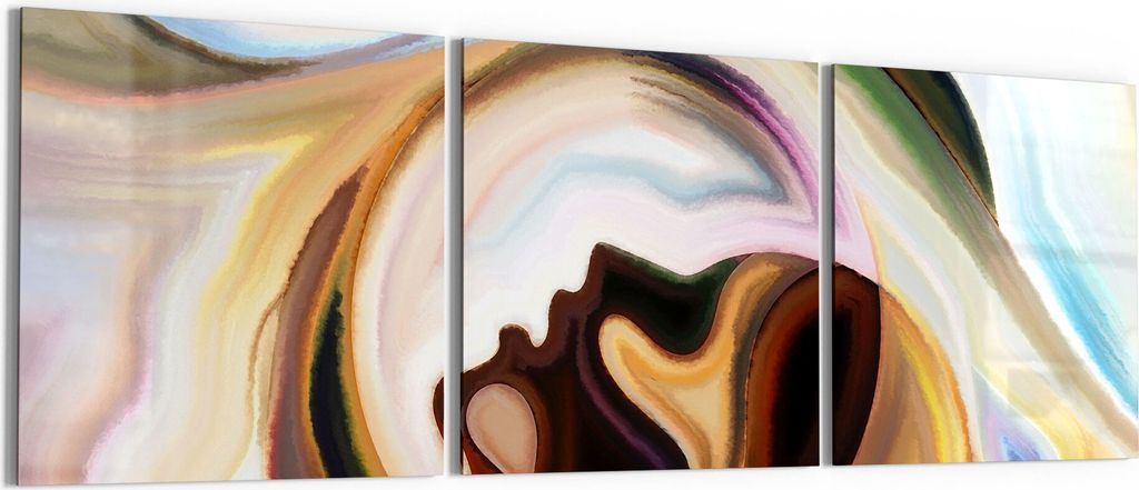 DEQORI Glasbilder Acryl 3x50x50 cm 'Frau mit geöffnetem Mund' Wandbilder XXL groß
