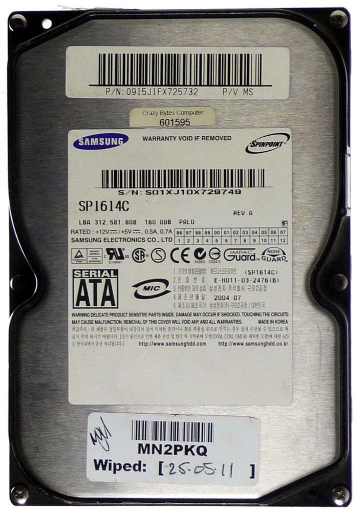 160GB HDD Samsung SP1614C 8MB Cache SATA ID10720