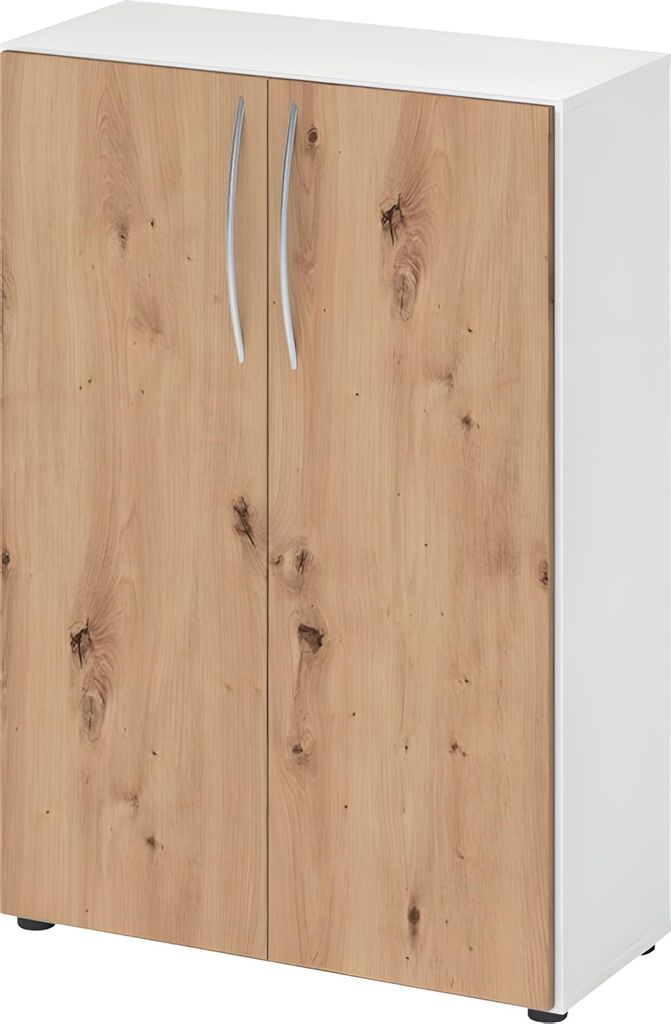 Hammerbacher Schrank 4550 BM, 3OH K: Weiß /F: Asteiche 80x34,6x114,4 cm (BxTxH)