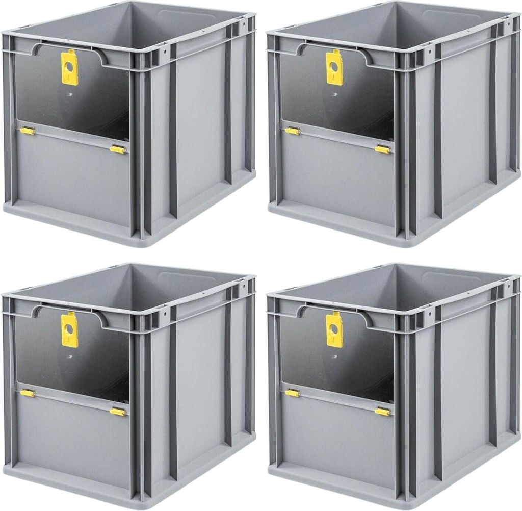 SuperSparSet 4x Eurobox NextGen Insight Cover | HxBxT 32x30x40 | 30 Liter | Hoch/Gelb | Eurobehälter, Transportbox, Transportbehälter, Stapelbeh...