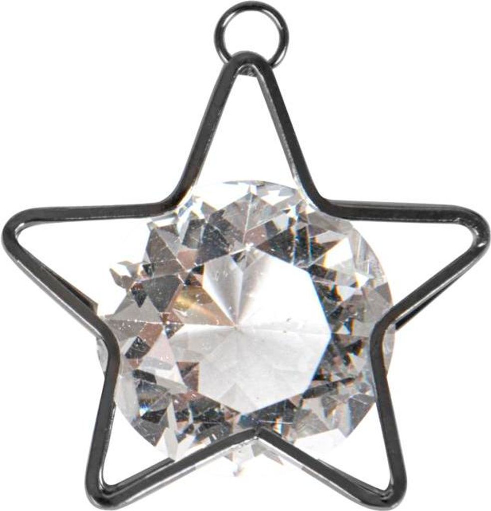 DIAMANT IM METALLGITTER. 2,5cm/4,2cm. STERN. 6 Stück. SCHWARZ