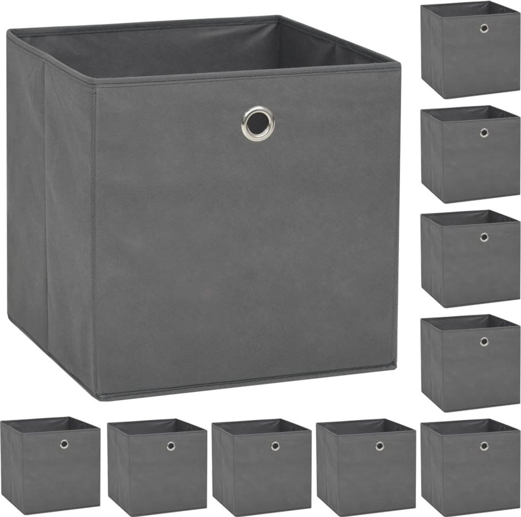 Maison Exclusive Aufbewahrungsboxen 10 Stk. Vliesstoff 32 x 32 x 32 cm Grau