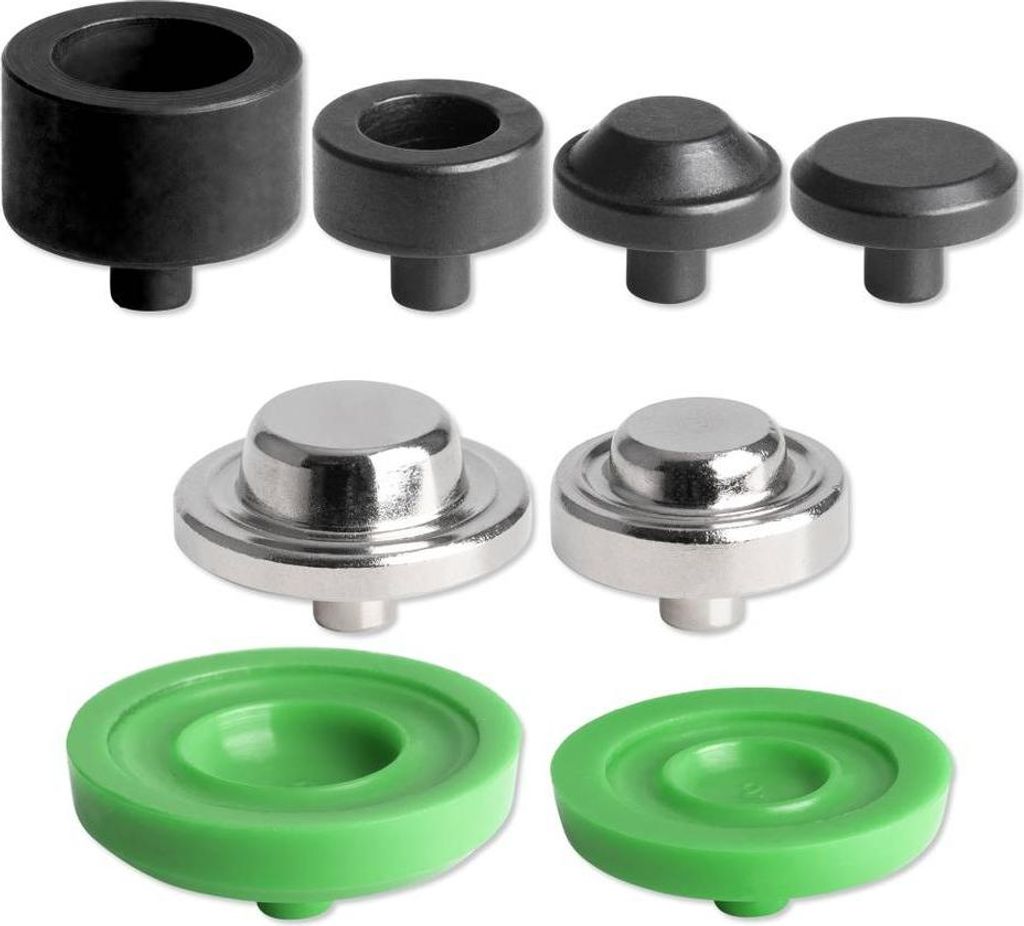 Prym Werkzeugset für Ösen mit Scheiben in Ø 11 und 14 mm, Nieten-Druckknopf-Verschluss, Metall, Kunststoff, Weiß, 1,4 cm, 8 Stück(e), Box