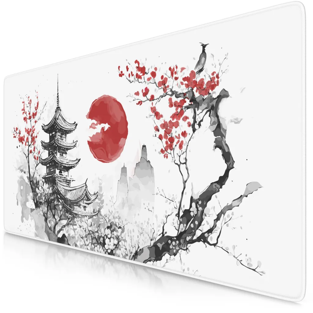 Tapis de souris XXL Speed Gaming 900x400 mm en encre de Chine rouge