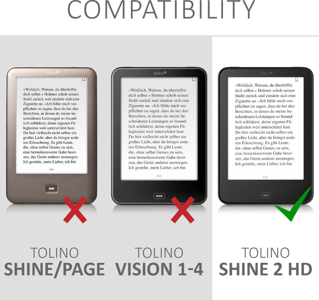 kwmobile Klapphülle kompatibel mit Tolino Shine 2 HD Hülle Produktbild 6