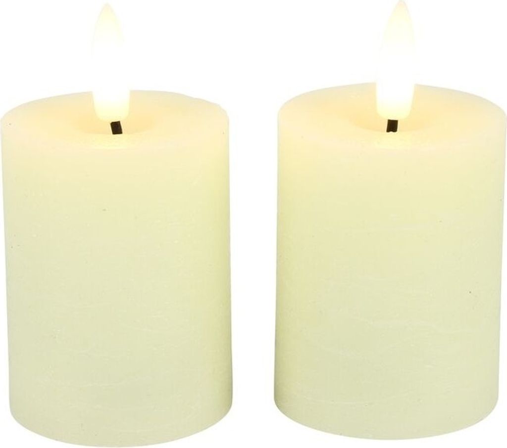Bougie Lyon avec LED - 5 x 9 cm - Crème - 2 pièces Image du produit 