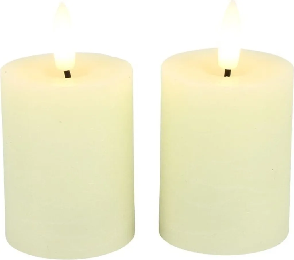 Set Benessere: 2 Candele LED Lyon Crema 5x9cm - Relax Senza Pensieri